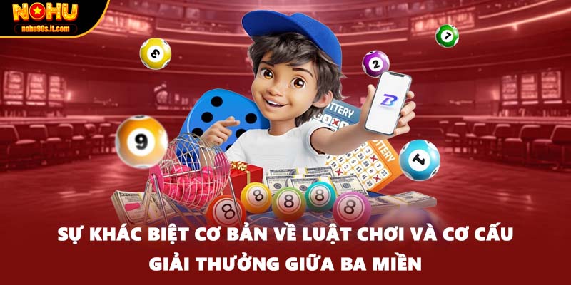 Sự khác biệt cơ bản về luật chơi và cơ cấu giải thưởng giữa ba miền